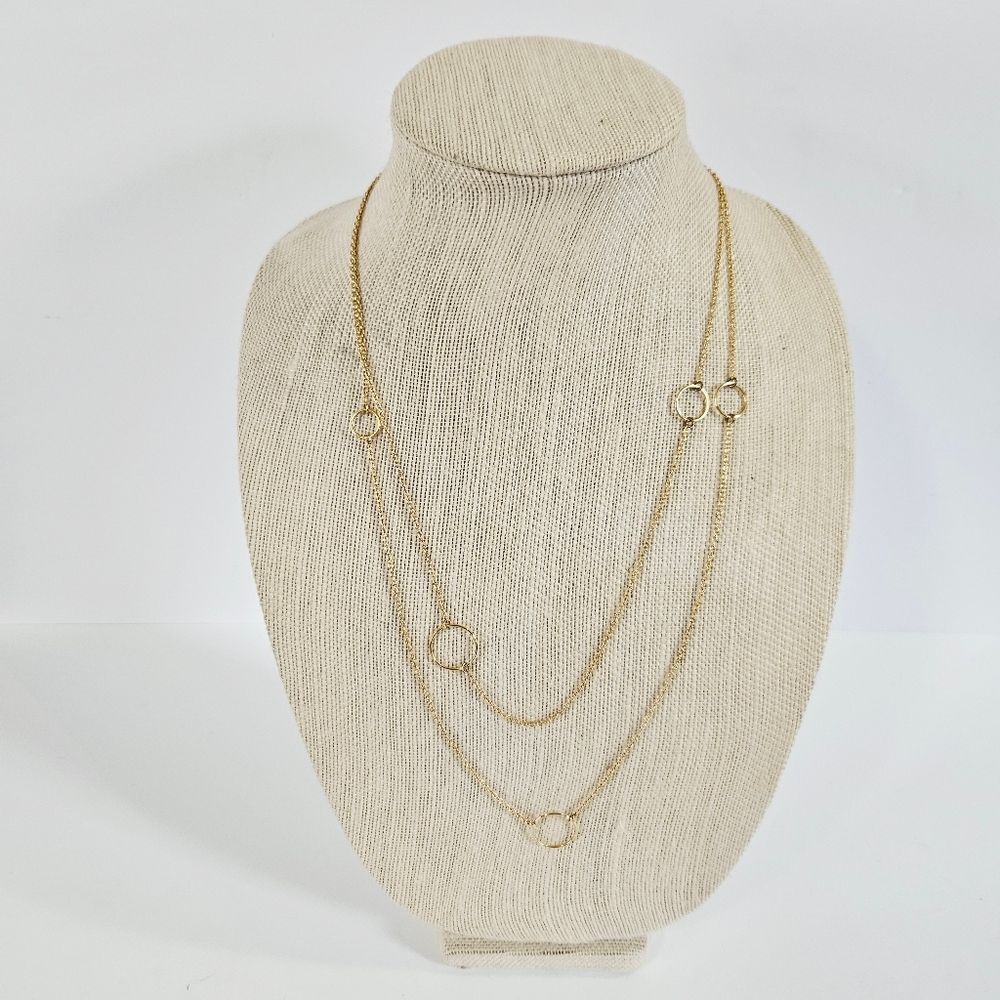 Vintage 14K Gold Filled Opera Length Aura Wrap Circle Accent Station Necklace